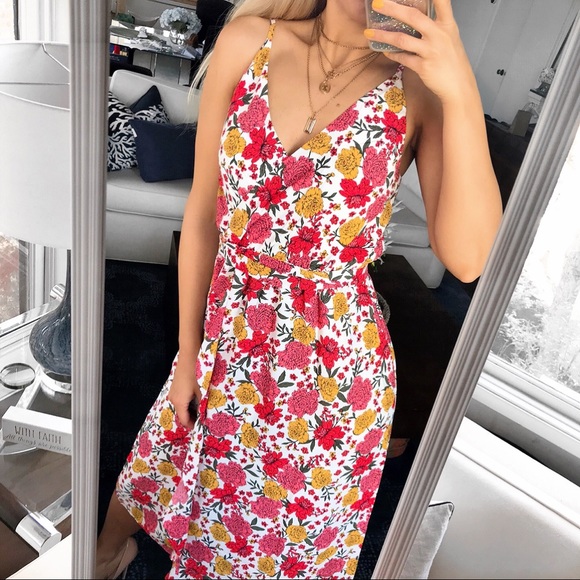 🌺 LOFT FLORAL RUFFLE FLOWY BELTED MIDI DRESS! - Picture 8 of 13